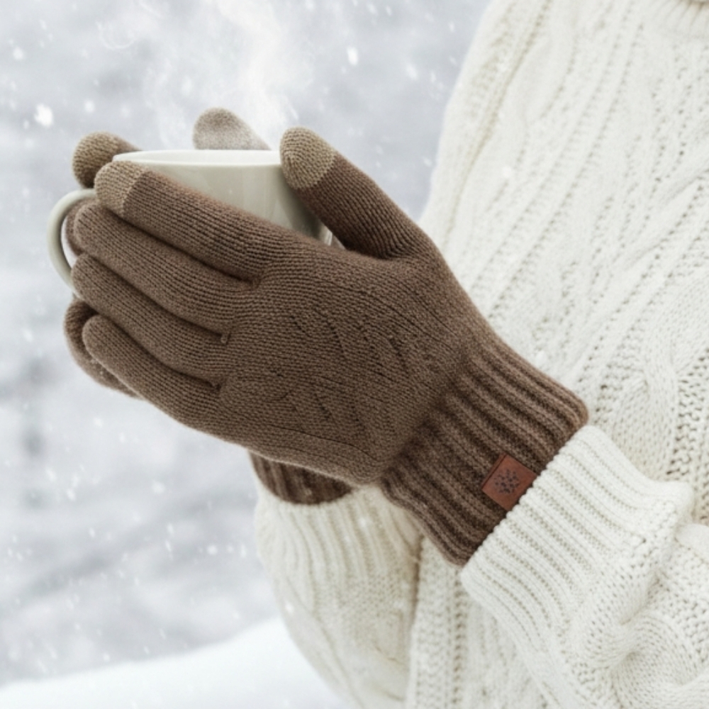 Insulated Touchscreen Plush Sherpa Lined Knit Gloves Winter Outdoor Men Women